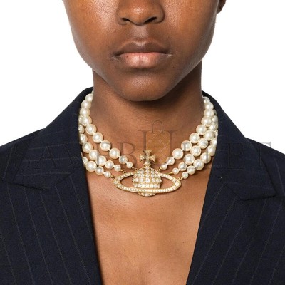 VIVIENNE WESTWOOD BAS RELIEF THREE-ROW CHOKER NECKLACE 6303000702R117CN